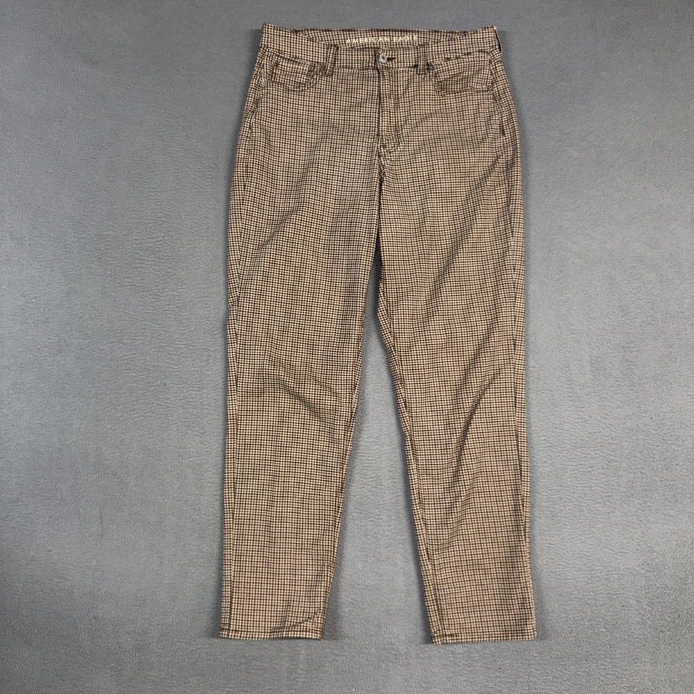 American Eagle Jeans Womens 12 Long Brown Houndstooth Mom Jean Stretch Preppy